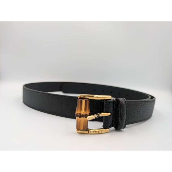 Gucci Dollar Pigprint Leather Bamboo W3.0cm Belt Black 110cm 699954 main image 8